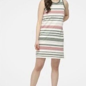 J.Jill Cotton Modal Blend Pink Green White Striped Knit Tank Dress Size Medium
